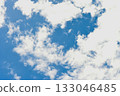 Bright blue sky filled with soft clouds. Perfect natural background for design. 133046485