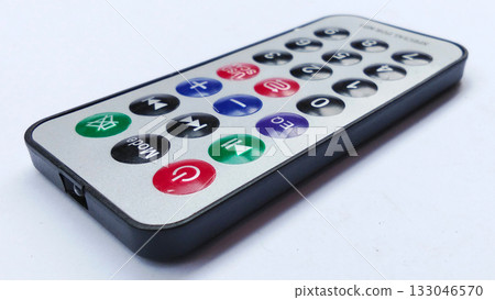 Compact multimedia remote control with white background Compact multimedia remote control with white background 133046570