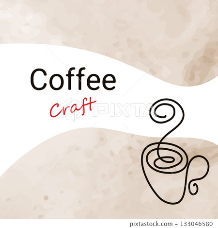 Coffee craft Lettering with Outline hand drawn cup and steam Minimal Flat design Copy space Template Coffee craft Lettering with Outline hand drawn cup and steam Minimal Flat design Copy space Template 133046580