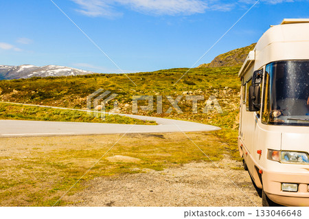 Camper car in norwegian mountains Camper car in norwegian mountains 133046648