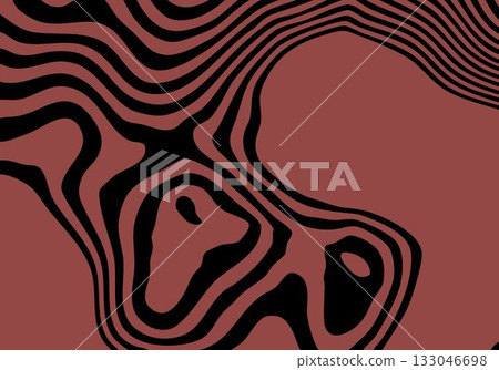 Abstract background with distorted black lines on a rich terracotta color creating a depth effect. Eps 10 133046698