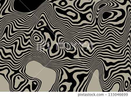 Vintage psychedelic design in the 70s style with smoothly curved stripes, ideal for retro posters. Eps 10 133046699