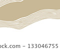 Elegant abstract background with thin white waves on pastel beige for a calm presentation. Eps 10 133046755