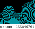 Hypnotic turquoise waves on a black background, creating an abstract illusion of motion. Eps 10 133046761