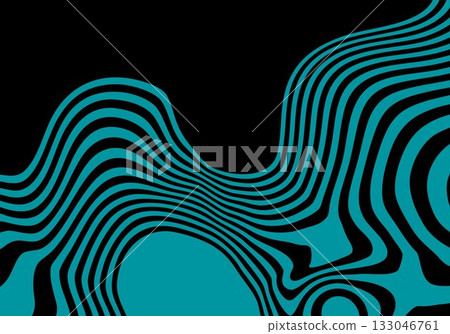 Hypnotic turquoise waves on a black background, creating an abstract illusion of motion. Eps 10 133046761