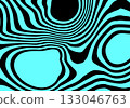 Psychedelic black and teal background with dynamic distorted stripes creating a strong optical effect. Eps 10 133046763