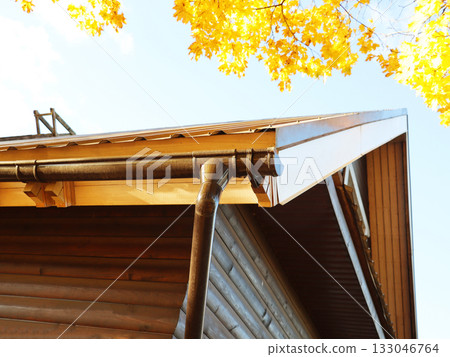 Roofing Construction. Rain gutter system  133046764