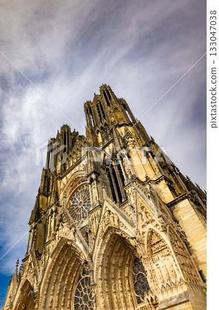 Reims, Marne, Grand-Est, France, August, 28th, 2025, Champagne Area, Majestic Gothic structure 133047038