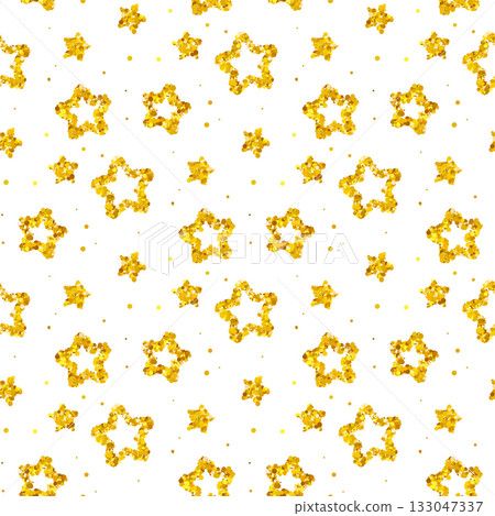 Luxury Seamless Pattern With Shiny Gold Glitter Stars Background For Holiday Christmas Or Celebration 133047337