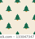 Christmas Tree Vintage Seamless Holiday Pattern With Green Fir Trees On Beige Background 133047347