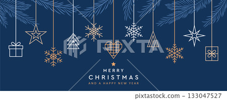 merry christmas card with hanging decoration in form of tree and heart vector illustration merry christmas card with hanging decoration in form of tree and heart vector illustration 133047527