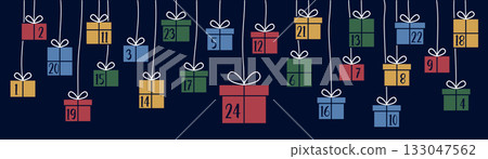 colorful advent calendar 24 christmas gifts vector illustration colorful advent calendar 24 christmas gifts vector illustration 133047562