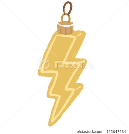 Lightning bolt ornament illustration in gold yellow retro Christmas clipart perfect for bold modern holiday designs wrapping paper stickers cards and trendy festive projects Lightning bolt ornament illustration in gold yellow retro Christmas clipart perfect for bold modern holiday designs wrapping paper stickers cards and trendy festive projects 133047684