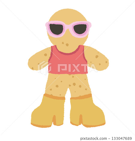 Gingerbread cookie ornament illustration wearing pink sunglasses crop top and platform boots cute playful Christmas clipart for trendy retro holiday cards wrapping and crafts Gingerbread cookie ornament illustration wearing pink sunglasses crop top and platform boots cute playful Christmas clipart for trendy retro holiday cards wrapping and crafts 133047689