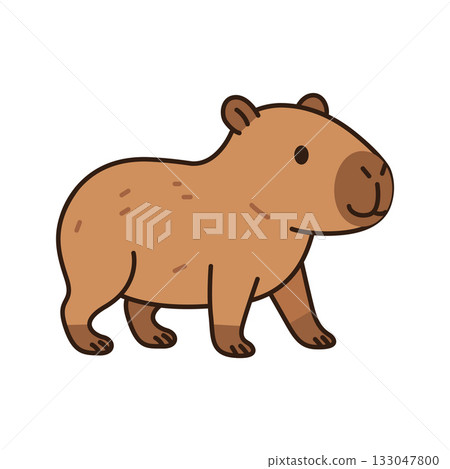 Cute Cartoon Capybara Walking. Funny and Friendly Capybara Character 133047800