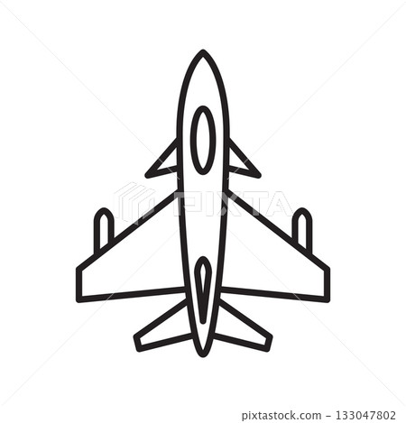 Military Jet Aircraft Line Icon. Fighter Plane Air Force Symbol 133047802