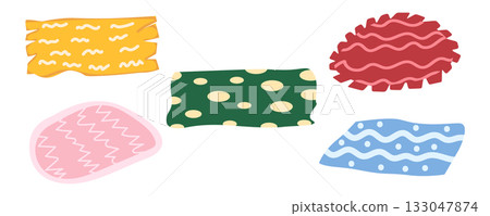 Set of colorful carpet and rug textures. Interior decoration collection, cozy home design elements 133047874
