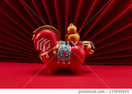 Lunar New Year 2026. New Year background. Red Origami Display 133048043