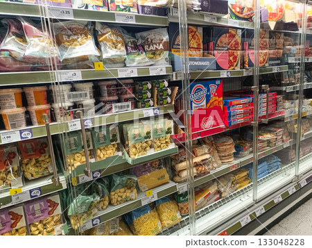 Supermarket Aisle With Instant Noodles and Asian Groceries. London, UK, 15 April 2024 Supermarket Aisle With Instant Noodles and Asian Groceries. London, UK, 15 April 2024 133048228