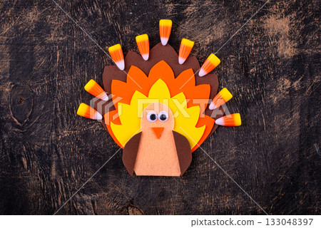 Thanksgiving day background with turkey 133048397
