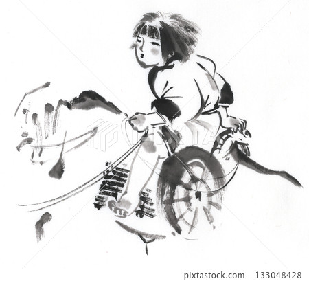 牛仔水墨畫 133048428