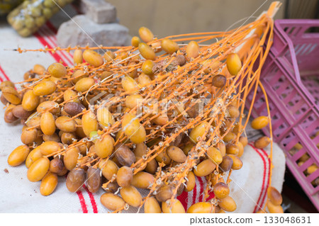 Delicious dates of phoenix dactylifera. Tunisia Delicious dates of phoenix dactylifera. Tunisia 133048631