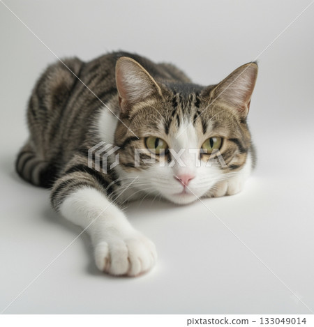 一隻躺著的野雞和一隻白貓 133049014