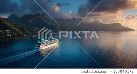 Cruise ship summer vacations on the sea Cruise ship summer vacations on the sea 133049172