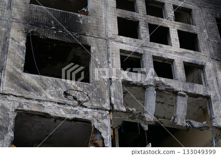 Russian terrorists dropped bombs and destroyed building,killed civilians in Kyiv Russian terrorists dropped bombs and destroyed building,killed civilians in Kyiv 133049399