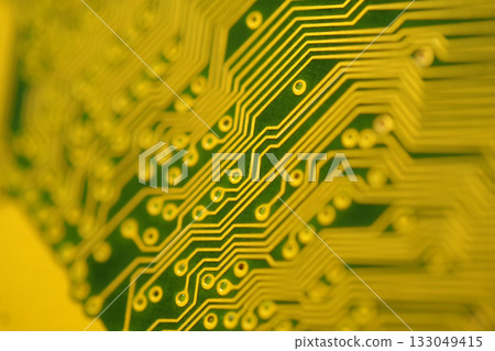 Computer motherboard. Details of a mainboard back 133049415