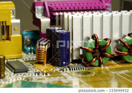 Computer microcircuit with electronic components Computer microcircuit with electronic components 133049432
