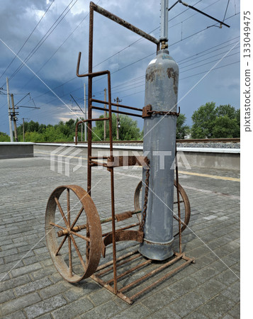 Grey argon gas cylinder for argon gas welding 133049475