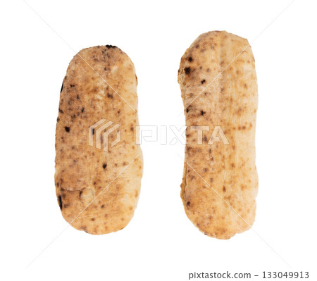 Focaccia flatbread isolated. Simple empty Afocaccia for panini, minimal Italian oblong bread 133049913