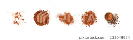 Cocoa Powder Isolated, Cacao Dust Pile, Dry Ground Cocoa Beans, Cocao Powder Pile for Chocolate 133049934