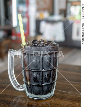 Close up of Thai style ice black coffee ,selective focus 133049971