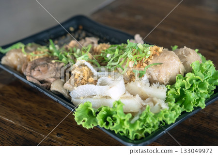 Close up of Boiled Beef with Spicy Dip:Selective focus 133049972