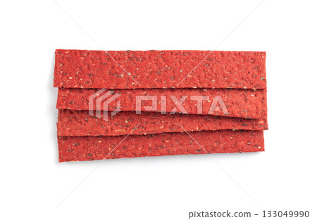 Beetroot crackers, thin rusk beet root bread, red diet multigrain crispbread, various seeds Beetroot crackers, thin rusk beet root bread, red diet multigrain crispbread, various seeds 133049990