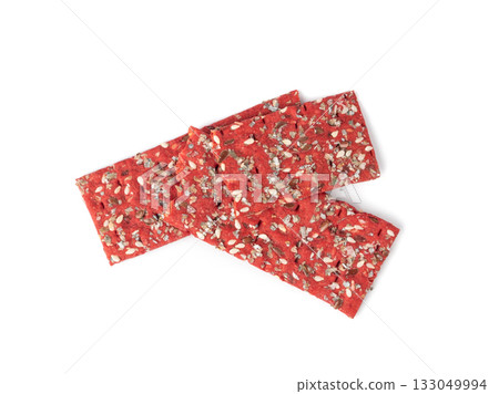 Beetroot crackers, thin rusk beet root bread, red diet multigrain crispbread, various seeds Beetroot crackers, thin rusk beet root bread, red diet multigrain crispbread, various seeds 133049994
