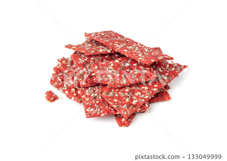 Beetroot crackers, thin rusk beet root bread, red diet multigrain crispbread, various seeds 133049999