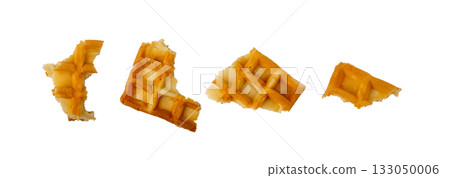Broken Belgian Waffle Isolated, Square Waffled Cookie, Soft Golden Belgian Waffles, Wafer Biscuit Breakfast Broken Belgian Waffle Isolated, Square Waffled Cookie, Soft Golden Belgian Waffles, Wafer Biscuit Breakfast 133050006