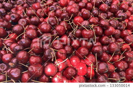 Many cherry fruits pattern. Red berry texture Many cherry fruits pattern. Red berry texture 133050014