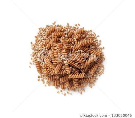 Raw Brown Pasta, Wholegrain Fusilli, Dry Whole Grain Noodle, Raw Spelt Macaroni, Healthy Italy Food 133050046
