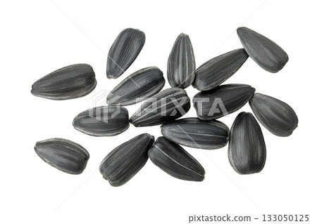 Sunflower seeds isolated on white background. Top view. Flat lay Sunflower seeds isolated on white background. Top view. Flat lay 133050125