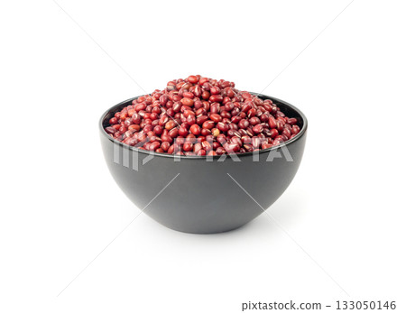 Red adzuki beans isolated, raw azuki bean pile, Vigna angularis legume seeds, dry red mung bean 133050146