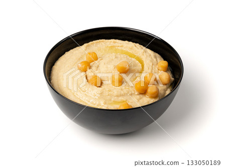 Hummus in bowl, houmous dip, chickpea humus tahini sauce, middle eastern spread 133050189