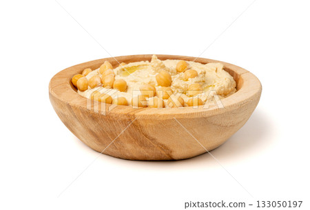 Hummus in bowl, houmous dip, chickpea humus tahini sauce, middle eastern spread 133050197