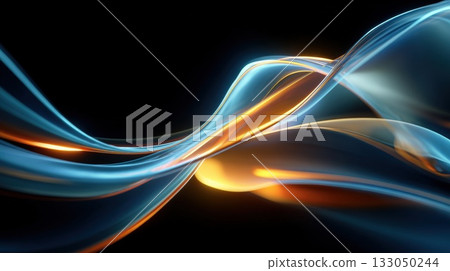 Abstract Blue And Orange Light Waves Across A Dark Background For Modern Tech Design Abstract Blue And Orange Light Waves Across A Dark Background For Modern Tech Design 133050244