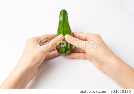 Avocado Isolated, Whole Avokado, Green Avocados Slice, Fresh Alligator Pear, Long Avocado Fruit Avocado Isolated, Whole Avokado, Green Avocados Slice, Fresh Alligator Pear, Long Avocado Fruit 133050320