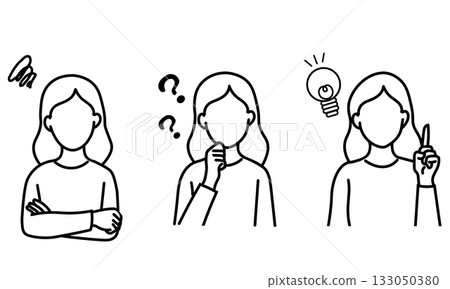 Worried, thinking, inspirational female avatar set Worried, thinking, inspirational female avatar set 133050380