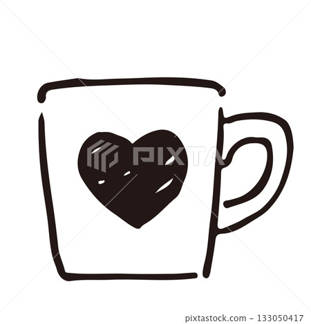 可愛的愛心馬克杯線條畫插圖 可愛的愛心馬克杯線條畫插圖 133050417